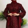 V-Neck Draped Dress Burgundy - Image 5
