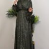 V-Neck Draped Dress Khaki - Image 2