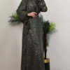 V-Neck Draped Dress Khaki - Image 3
