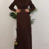 Pleated Satin Dress in Burgundy - Image 6