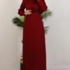 Pleated Satin Dress in Burgundy 15 gogusten pileli saten elbise bordo 114491 24 B