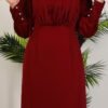 Pleated Satin Dress in Burgundy - Image 3