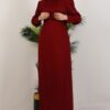 Pleated Satin Dress in Burgundy - Image 4