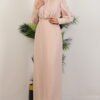 Pleated Satin Dress in Burgundy - Image 7