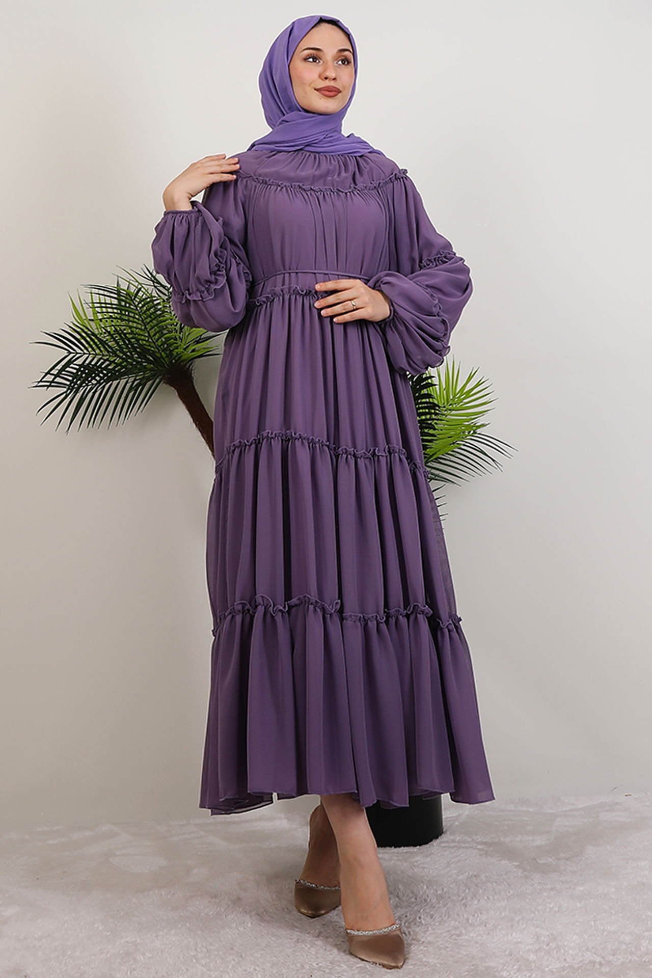 Ilay Chiffon Dress Mink 8 Ilay Chiffon Dress Mink - Image 8