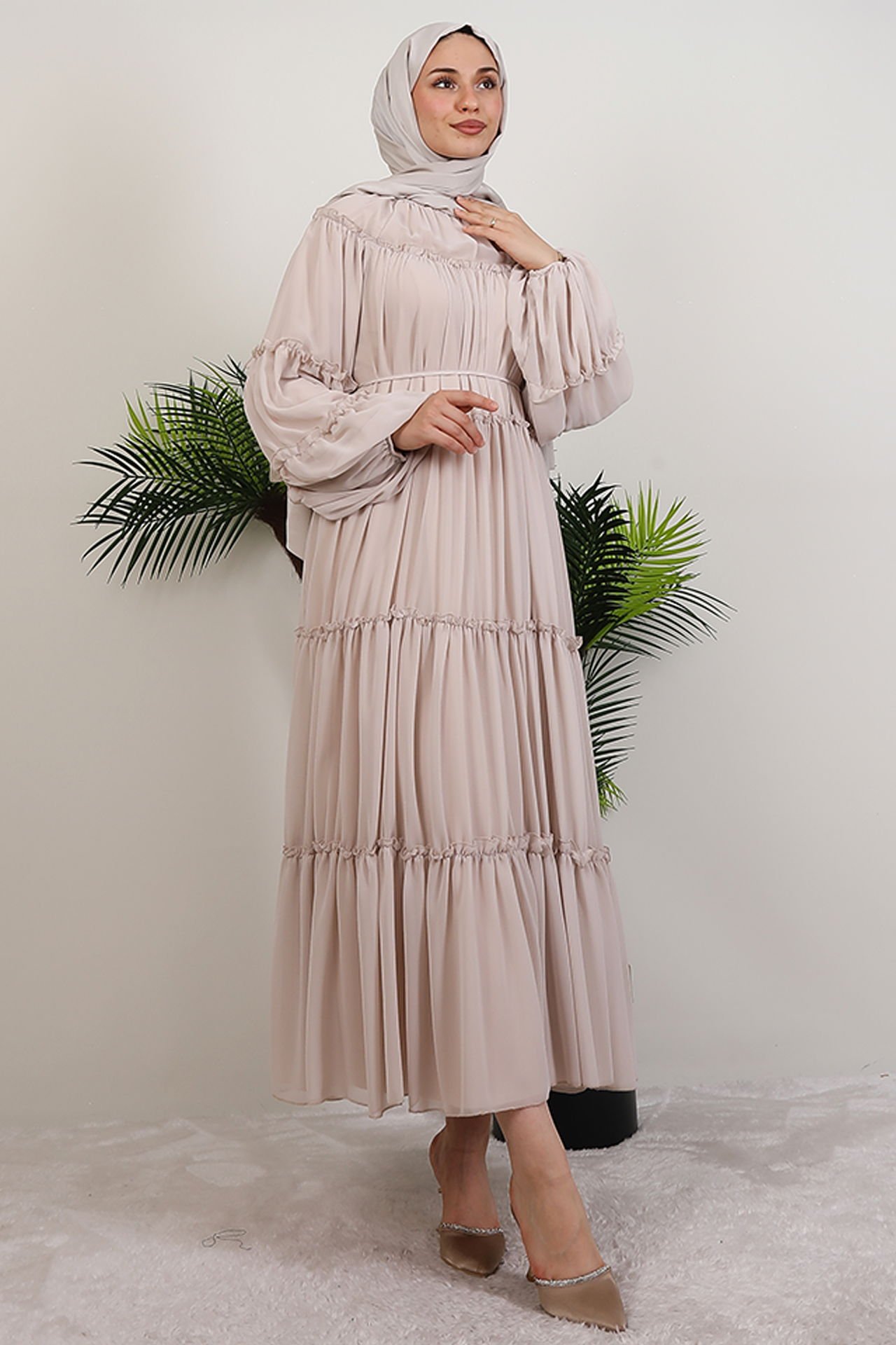 Ilay Chiffon Dress Mink 9 Ilay Chiffon Dress Mink - Image 9