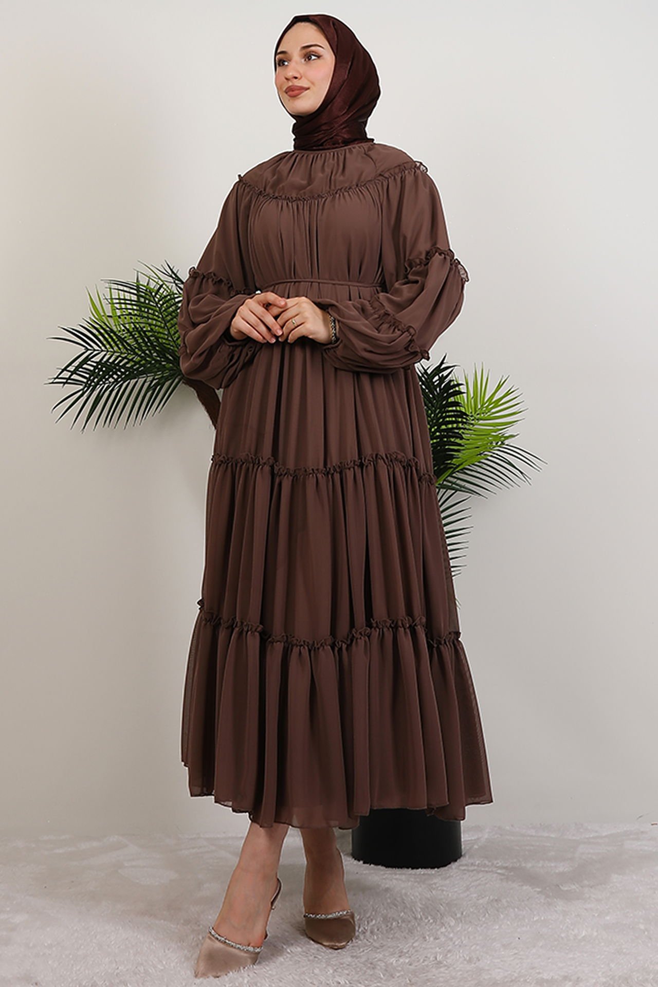Ilay Chiffon Dress Mink 3 Ilay Chiffon Dress Mink - Image 3