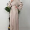Thin Belted Satin Dress Gold - Image 6