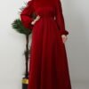 Thin Belted Satin Dress Gold - Image 7