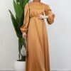ince kusakli saten elbise gold 117111 25 B 1