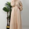 Thin Belted Satin Dress Gold - Image 12