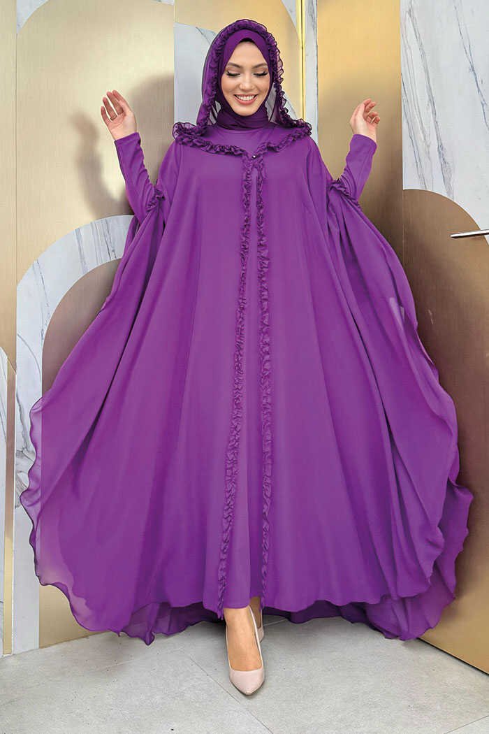 Eid Dress|Abaya Dress Set with Ruffle Detail|3778