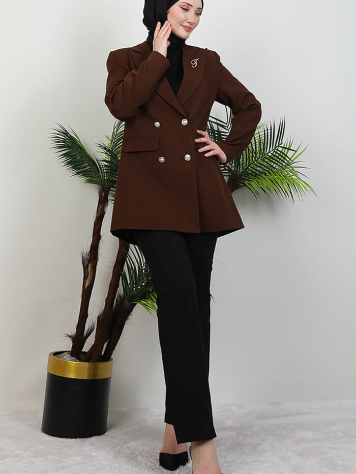 Alternative view of Butterfly Brooch Detail Jacket Brown