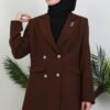 Butterfly Brooch Detail Jacket Brown - Image 5