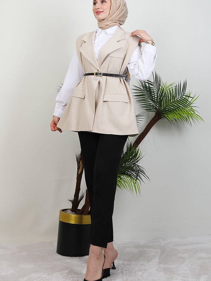 Belted Vest Beige