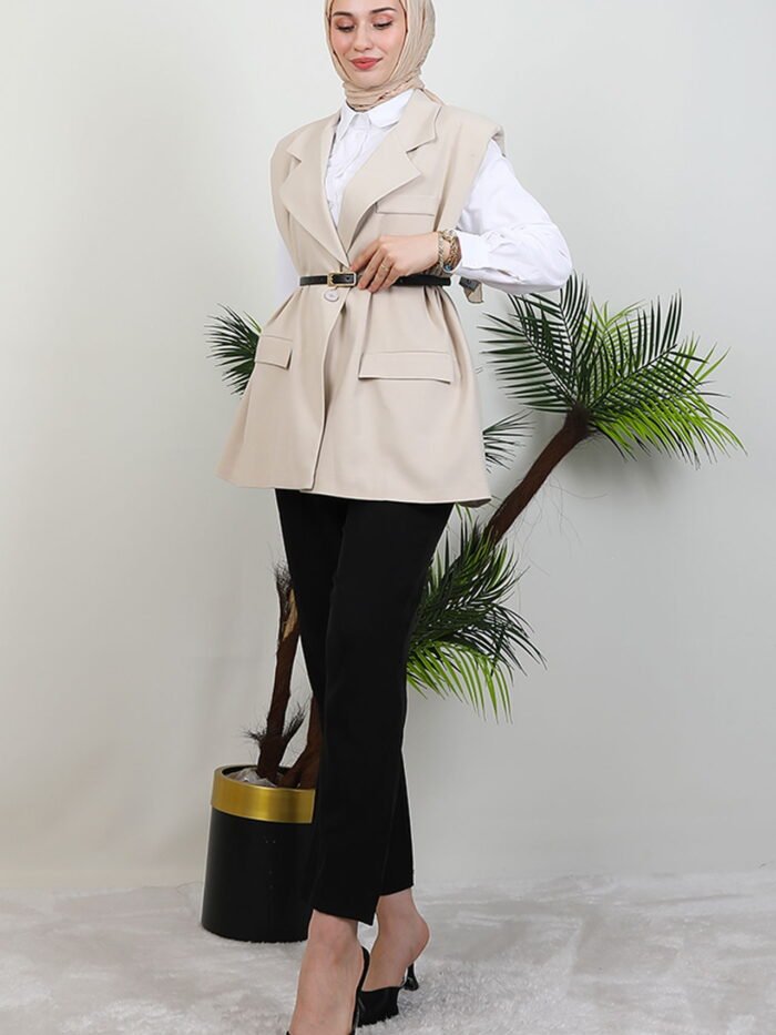Alternative view of Belted Vest Beige