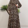 leopar sifon elbise kahve 116503 25 B