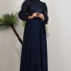 Leyal Tulle Detail Dress Navy Blue - Image 2