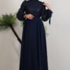 Leyal Tulle Detail Dress Navy Blue - Image 4