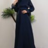 Off-the-Shoulder Cape Dress in Lilac - Image 7