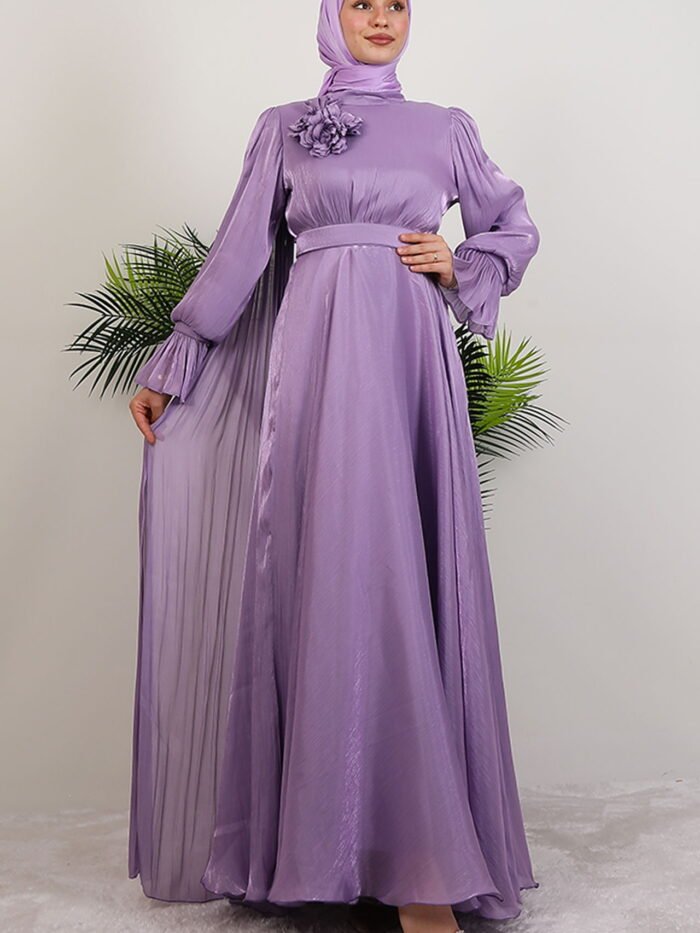 Off-the-Shoulder Cape Dress in Lilac