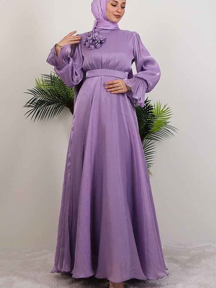 Alternative view of Off-the-Shoulder Cape Dress in Lilac