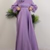 knit dress blue|Shoulder Cape Dress in Lilac - Image 3