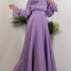 knit dress blue|Shoulder Cape Dress in Lilac - Image 4