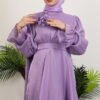 knit dress blue|Shoulder Cape Dress in Lilac - Image 5