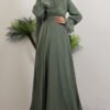 Off-the-Shoulder Cape Dress in Lilac - Image 10
