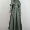 Navy Blue Dress with Stoned Cape - Image 7