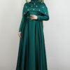 Navy Blue Dress with Stoned Cape - Image 9
