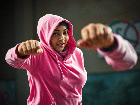Pink Hoodie Hijab Fight