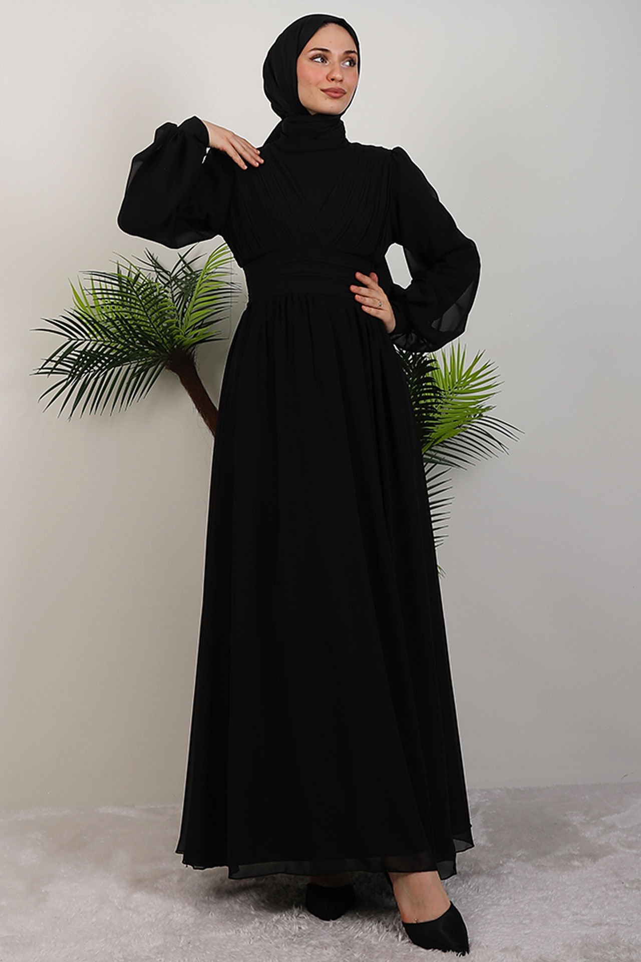 Elegant Pleated Chiffon Dress Mink 10 Elegant Pleated Chiffon Dress Mink - Image 10