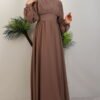 Elegant Pleated Chiffon Dress Mink 11 Elegant Pleated Chiffon Dress Mink - Image 2