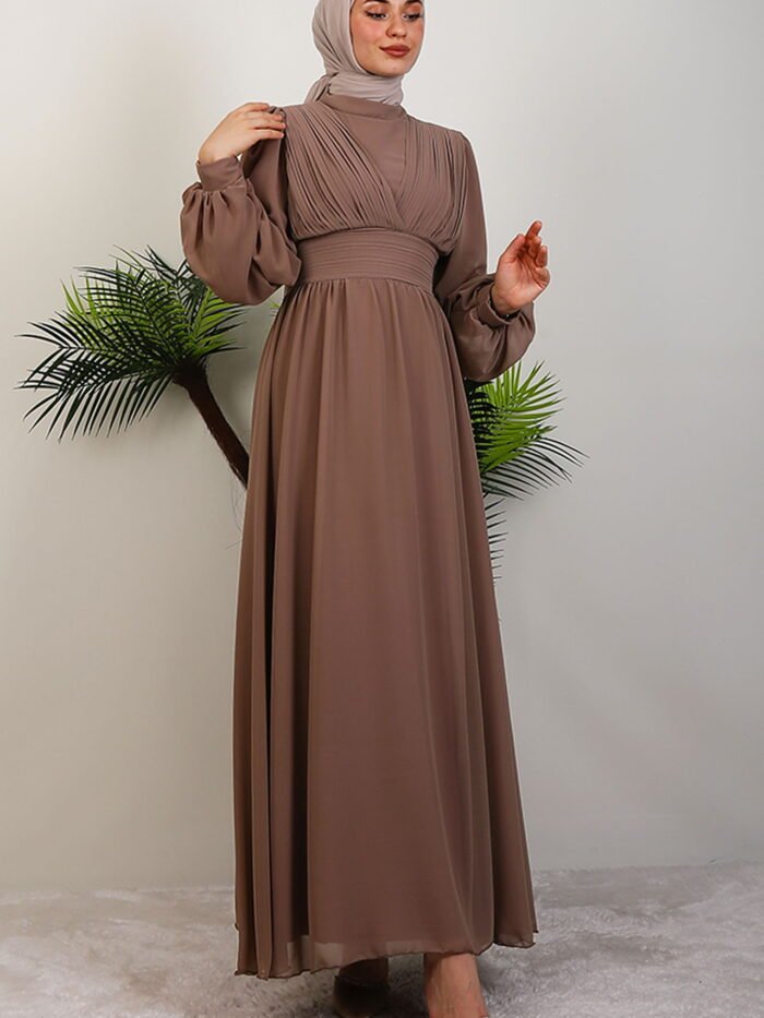 Alternative view of Elegant Pleated Chiffon Dress Mink