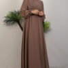 Elegant Pleated Chiffon Dress Mink 12 Elegant Pleated Chiffon Dress Mink - Image 3
