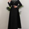 Stone Embroidery Detail Dress Black - Image 4
