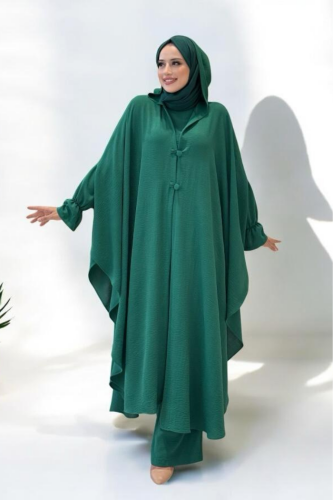 Dress Black Plus Size|Three-Piece Abaya|Tunic & Trousers Set|8663 - 2 , t