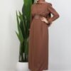 Feather Detailed Hijab Dress Rose Brown - Image 4