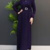 Feather Detailed Hijab Dress Rose Brown - Image 8