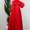 Side Tie Flared Dress Red 35 yandan bagcikli klos elbise kirmizi 117036 25 B