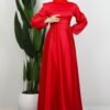 Side Tie Flared Dress Red - Image 2
