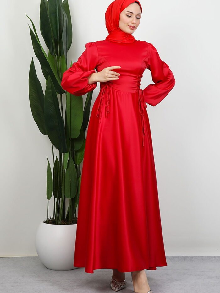 Alternative view of Side Tie Flared Dress Red