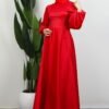 Side Tie Flared Dress Red - Image 4