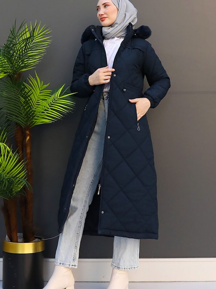 Mine Quilted Coat Navy Blue