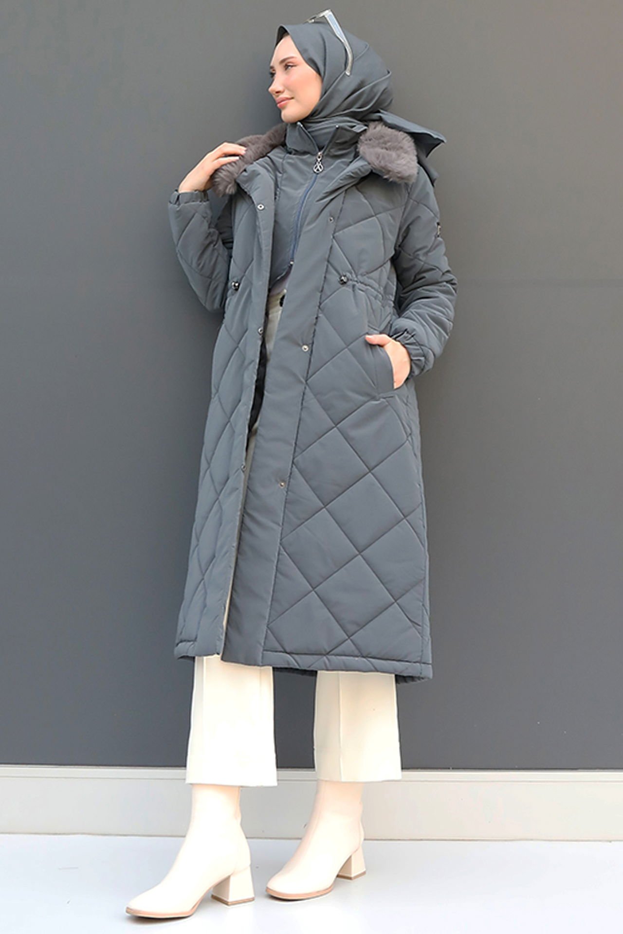 Puffer Anorak Jacket Dark Gray