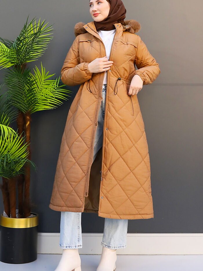 Mine Quilted Coat Soft Orange