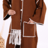 Knitted Scarf Cardigan 12156 Tan - Image 10