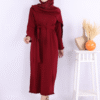 Epaulette Ruffle Knit Dress on the Shoulder 17030 Brown - Image 11